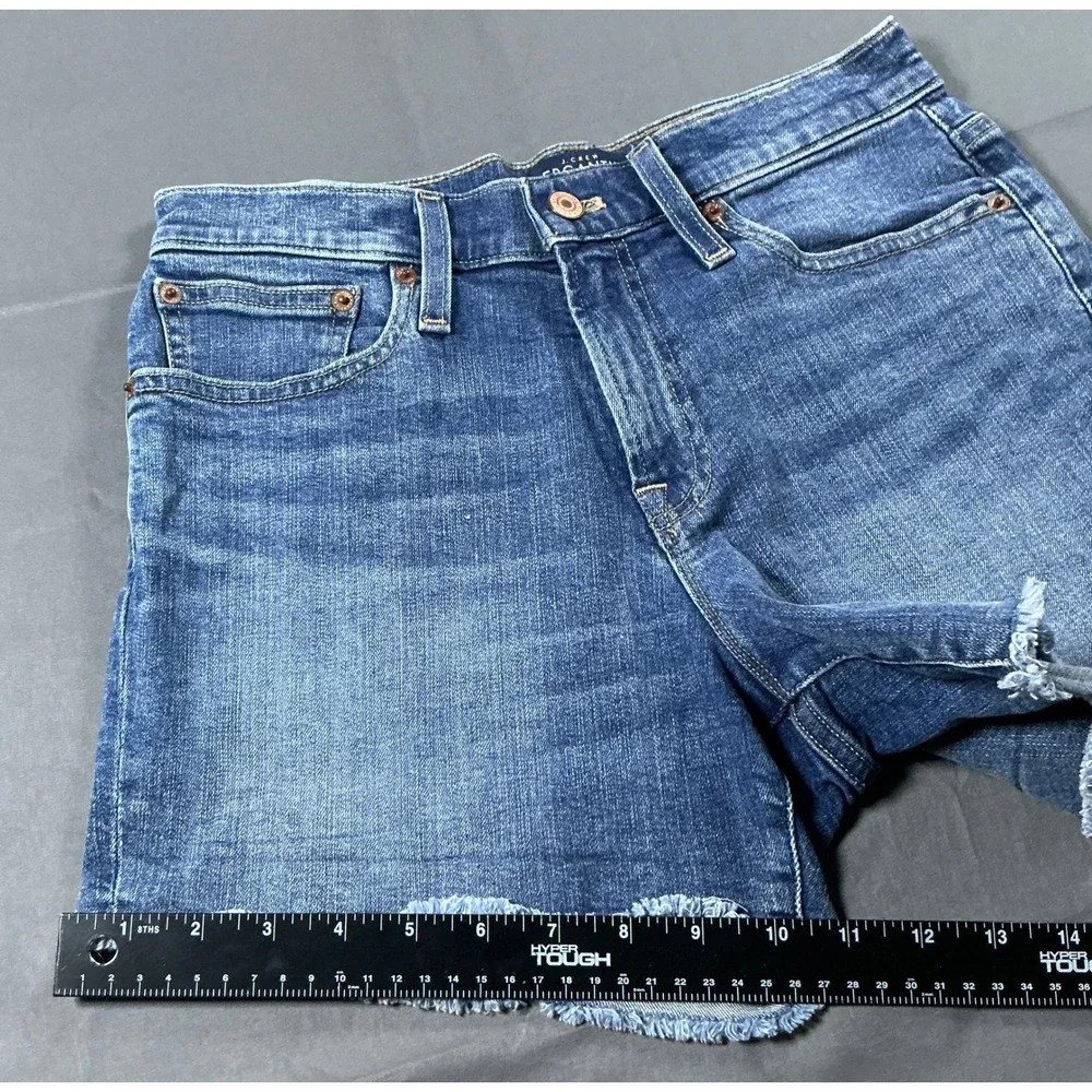 J.Crew Mercantile Womens Denim Shorts Blue Raw Hem High Rise Size 25 US 2